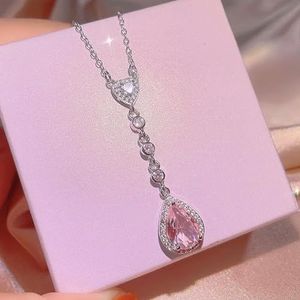 925 zilveren hoge kwaliteit roze diamant druppelvormige hanger oorbellen ring vrouwelijke kleur schat driedelige set partij verjaardagscadeau