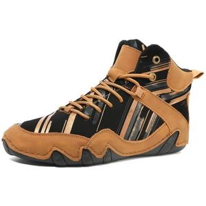 Heren Laarzen Casual Schoenen Loafer Wandelen Leer Slip-on Zachte Zool Buiten Wandelen Rijden Mode Handmatige Hechting Bruin 43 EU