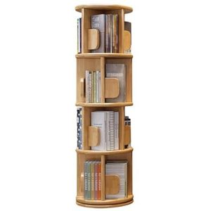 hoge boekenplank Boekenplanken Boekenkast met 4 niveaus Massief hout 360° draaibaar Boekenplank Displayrek Vloerstaande boekenplank Staande boekenkast perfecte weergave