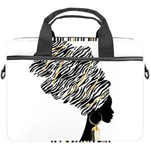 Afrikaanse Vrouw Laptop Schouder Messenger Bag Crossbody Aktetas Messenger Sleeve voor 13 13.3 14.5 Inch Laptop Tablet Beschermen Tote Bag Case, Meerkleurig, 11x14.5x1.2in /28x36.8x3 cm