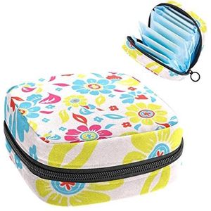 Grote bloemblaadjes bloemen, Periode Pouch Draagbaar, Tampon Opbergtas,Tampon Houder voor Portemonnee Vrouwelijke Product Organizer, Meerkleurig, 4.7x6.6x6.6 in/12x17x17 cm