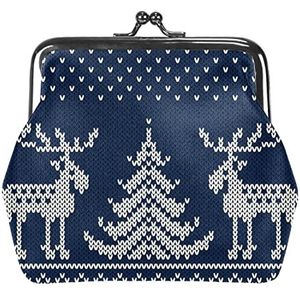 Munten Portemonnees Vintage Pouch Change Purse Portefeuilles Blauw Kerst Breien Patroon, Multi kleuren, 3.3x3.6 in/11x12 cm, Klassiek