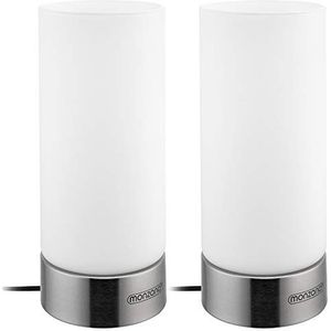 Monzana® Tafellamp Lumo 2 stuks Bedlampje Design Touch Dimbaar Satijn-Nikkel
