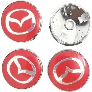 4 stuks naafdoppen voor Mazda 2 3 6 Atenza MX3 MX5 CX3 CX5 CX9 323 626 RX8 RX7 60mm naafdoppen sticker naafdop naafdop A rood