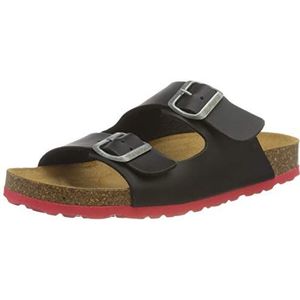 Lico - Bioline - Slippers - Zwart - Gespsluiting - Leer binnenzool - Rubber loopzool