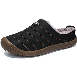 SMajong Winter Heren Slippers Warm Womens Waterdichte Slip op Schoenen Bont Gevoerd Thuis Schoenen Slippers Anti-Slip Outdoor Wandelschoenen Maat