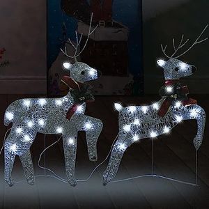 Kerst Rendieren 2 stuks Zilver 40 LEDs