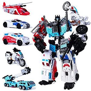 Transformer-Toys: The Guardian God Vijf in één beweegbare pop Transformer-Toys Robot, speelgoed for kinderen van 15 jaar en ouder 12 inch hoog