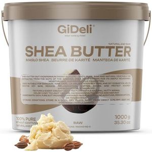 GiDeli Sheaboter, 100% puur en ongeraffineerd, natuurlijke karitéboter voor huid, haar en doe-het-zelf cosmetica, 1000 g