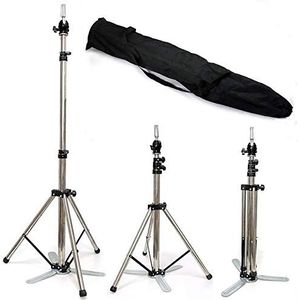 Neverland Oefenhoofdhouder, 84 - 150 cm, oefenhoofdstandaard, verstelbaar statief voor kappershoofd, standaard van metaal, zilver