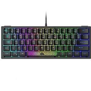 Tityvirnix RGB Backlit 62 Key Game Keyboard 60% Layout Wired voor Zaken zwart