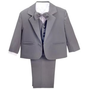 Lito Angels Kostuums & Blazers Tuxedo Smoking Pak Set van 5 Stuks Bruiloft Feest Formele Kleding Outfit voor Baby Jongens Maat 86 (Leeftijd 12-18 Maanden) Houtskool Grijs