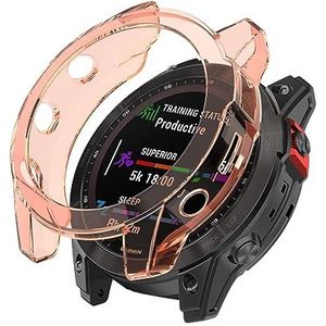 Watch Case BZN for Garmin Fenix ​​7 Pro Half-Pakket TPU Horloge Beschermhoes (Color : Transparent Orange)