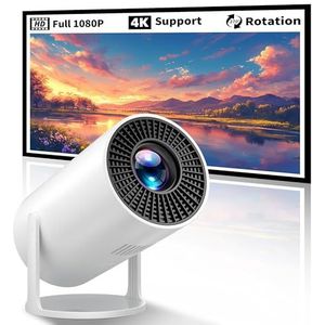 Mini-projector, 270 ° rotatie, draagbare projector 4K-ondersteuning, Full HD 1080P buitenfilmprojector, bedraad scherm synchroniseren max 200 inch display, compatibel met smartphone, tv-stick, laptop,
