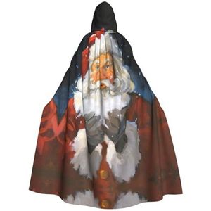 WURTON Kerstman in de sneeuw carnaval cape met capuchon voor volwassenen, heks en vampier cosplay kostuum, mantel, geschikt voor carnavalsfeesten