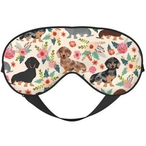 CRJSYCBYB Teckel Bloemen Gedrukt Zacht Oogmasker Slapen Oogmasker Reizen Oogmasker