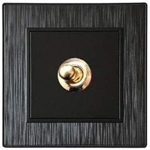 Wandschakelaar, bedieningsschakelaar 220V PC-paneel 1-gang-4-gang 2-weg enkele dubbele bedieningslamp Wandschakelaar for woonkamer Messing hendel 86 type Retro