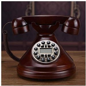 GPDNBIEU, Volledig massief houten retro telefoon Antieke telefoonmachine Europees kantoor Vaste vaste thuis Amerikaanse