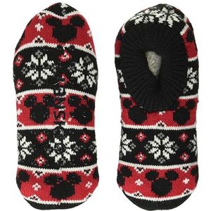 Disney Dames Mickey Mouse Holiday Single Cuffer Slipper Sokken, Red Basic, 9-11, Rood Basis, 9-11
