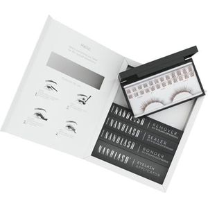 Starter kit wimperextensions in cluster voor zelf verlenging thuis Nanolash - complete kit voor DIY wimper extensions, valse wimper in clusters (Bruin, INNOCENT)