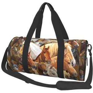 Reistas, sporttas reizen draagtas overnachting tas sport weekender tas voor zwemmen yoga, aquarel dier paard bedrukt, zoals afgebeeld, Eén maat