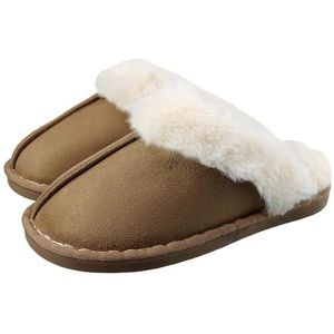 SMajong Winter Heren Slippers Warm Womens Schoenen Bont Gevoerd, kaki, 38/39 EU