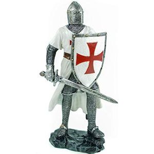 Joh. Vogler GmbH Duitse kruisritter met schild en zwaard ridder kruis wit omhanggordijn decoratief sculptuur