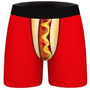 YININGDIANZI Grappige Boxer Shorts 3d Hot Dog Print Rode Persoonlijkheid Boksen Broek Voor Mannen Ondergoed Plus Size 2 STKS, 1 kleur, Red_Medium
