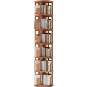 hoge boekenplank Staande boekenkast 6-laags boekenplanken Stapelbare boekenplank 360° draaibare boekenplank Opbergplank Modieuze smalle boekenkast perfecte weergave