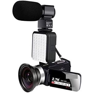 Videocamera Vlogcamera Recorder Nachtzicht 2K Camcorder 16X Zoom Infrarood Vlog Video Camera for 2.7K 30MP Draagbare Digitale Recorder Live streaming(With 32G SD Card,MIC LENS LIGHT)