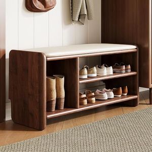 LQVAIPT Schoenenkast Zitbank Organizer voor Schoenen Kruk met Opbergruimte voor Voordeur Schoenenrek Slaapkamer Bank Eind Bed - Walnoot Color,100 cm