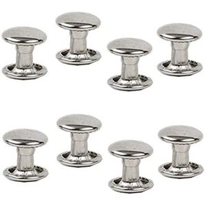 100 Sets Zilver Rvs Lederen Klinknagels Dubbele Cap Klinknagel Buisvormige Metalen Studs Reparaties Decoratie Craft Accessoires voor Lederen Craft Kleding Schoenen Tassen Riemen (7mm)