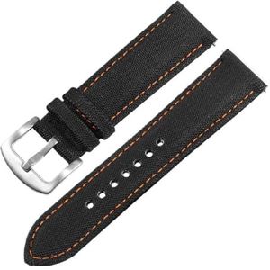 Pgqjfks 18/19/20/21/22/23/24mm Waterdichte Canvas Strap Nylon Armband, Pin Gesp, Oranje koord, 21mm, Nylon