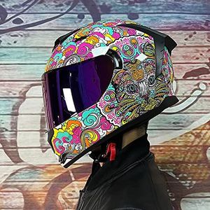 Motorhelm, Motorrijder Integraalhelm Motorfiets Scooter Heren Dames Crash Sport Racen Touring ECE Goedgekeurde Helm F,M=57-58CM(C,S=5556CM)