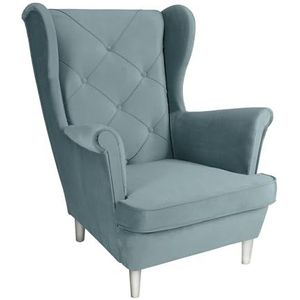 SEELLOO Comfortabele gestoffeerde fauteuil, armleunstoel, knuffelstoel, relaxstoel, woonkamer, oorstoel, modern, slaapkamer, lichtgrijs, 95 x 81 x 102 cm
