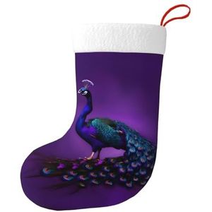 MGGAklp Paarse Pauw Patroon Print Kerst Kousen Snoep Zakken Voor Familie Vakantie Party Kerstboom Decoraties