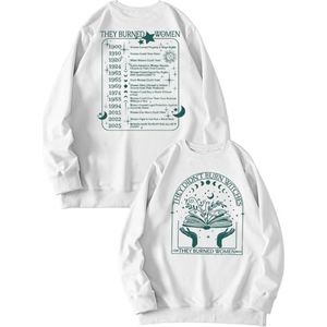 MLZHAN They Didn't Burn Witches Front Print Vrouwen Sweatshirt Ze Burned Feministische Heksen Terug Gedrukt Lange Mouw Shirt Tops, Wit, S