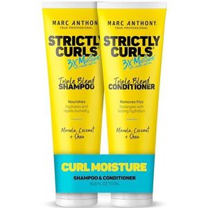Marc Anthony Strictly Curls 3x Moisture Deep Shampoo & Conditioner voor Curl Defining & Anti Frizz - Shea Butter, Marula Olie, Aloë & Kokosolie - Sulfaatvrije Kleurveilig voor Droog Beschadigd