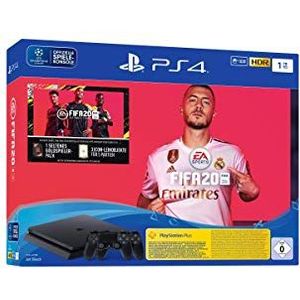 Playstation, 4 Slim, Console, 1 TB, incl. FIFA 20 + 2 Dualshock Controller, Zwart