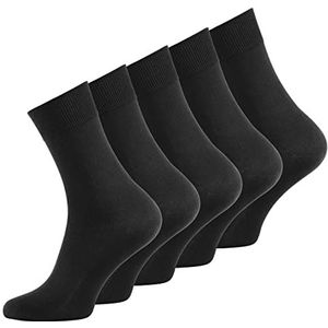 Wonky Line Heren 100% katoenen sokken, 5 paar multipack, zachte top, natuurlijke sokken, naadloos, hypoallergeen, zwart, grijs, marineblauw, bruin beige jurk sokken, casual sokken, Zwart, 43-45 EU
