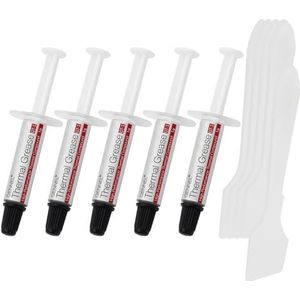 GENNEL 5-pack GT-1 zilveren CPU thermische pasta (1 g* 5), hoogwaardige thermische compound pasta, koellichaam compound, ultra-lage thermische impedantie thermisch vet voor CPU/PS4/PS5/PC/GPU-koelers