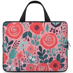 Laptoptas Premium Laptop Case Aktetas Rode Rose Bloem Computer Tote Bag Draagbare Messenger Bag voor Mannen, Stijl, 15 inch