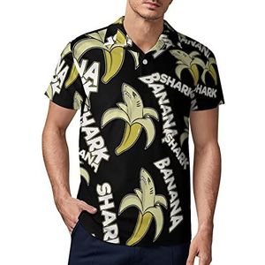 Banana Shark Golfpoloshirt voor heren, zomer, korte mouwen, casual, sneldrogend, maat L