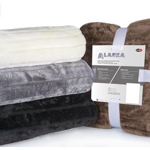CelinaTex Alaska XXL-knuffeldeken 200 x 240 cm natuur Polar fleece sofadeken imitatiebont plaid plaid