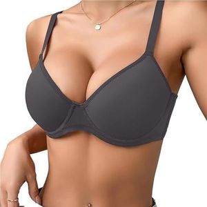 Vrouwen Dagelijkse BH's Ondersteuning Comfort Bralette Push-up Ondergoed Plus Size Verstelbare Bandjes T-shirt BH(Gray,85D)