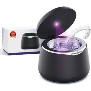 Sonic Pro Dental Cleaning Pod, 43kHz Ultrasonic Retainer Cleaner Machine for Dentures, Mouthguards, Braces, Aligners, Toothbrush Heads, Jewellery & All Dental Appliances (Onyx Black)