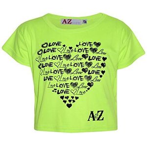 A2Z 4 Kids Meisjes Kinderen Afdrukken - New Crop Top Love Neon Green 13.1