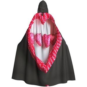 FRGMNT Valentijnsdag Liefde Hart Print Mannen Hooded Mantel, Volwassen Cosplay Mantel Kostuum, Cape Halloween Dress Up, Hooded Uniform