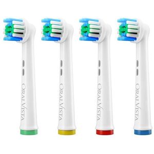 Oral B compatibele vervangende elektrische tandenborstelkoppen | OralVista 4 stuks elektrische tandenborstelkoppen compatibel met Oral B tandenborstelkop | Gevoelig tandvlees, diepe reiniging,