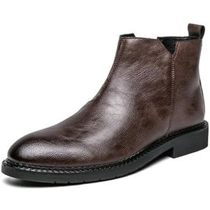 ZARAPLUS Heren Chelsea Boots Stijlvolle Casual Oxford Laarzen Met Ritsen Aan De Zijkant,Bruin,38 EU